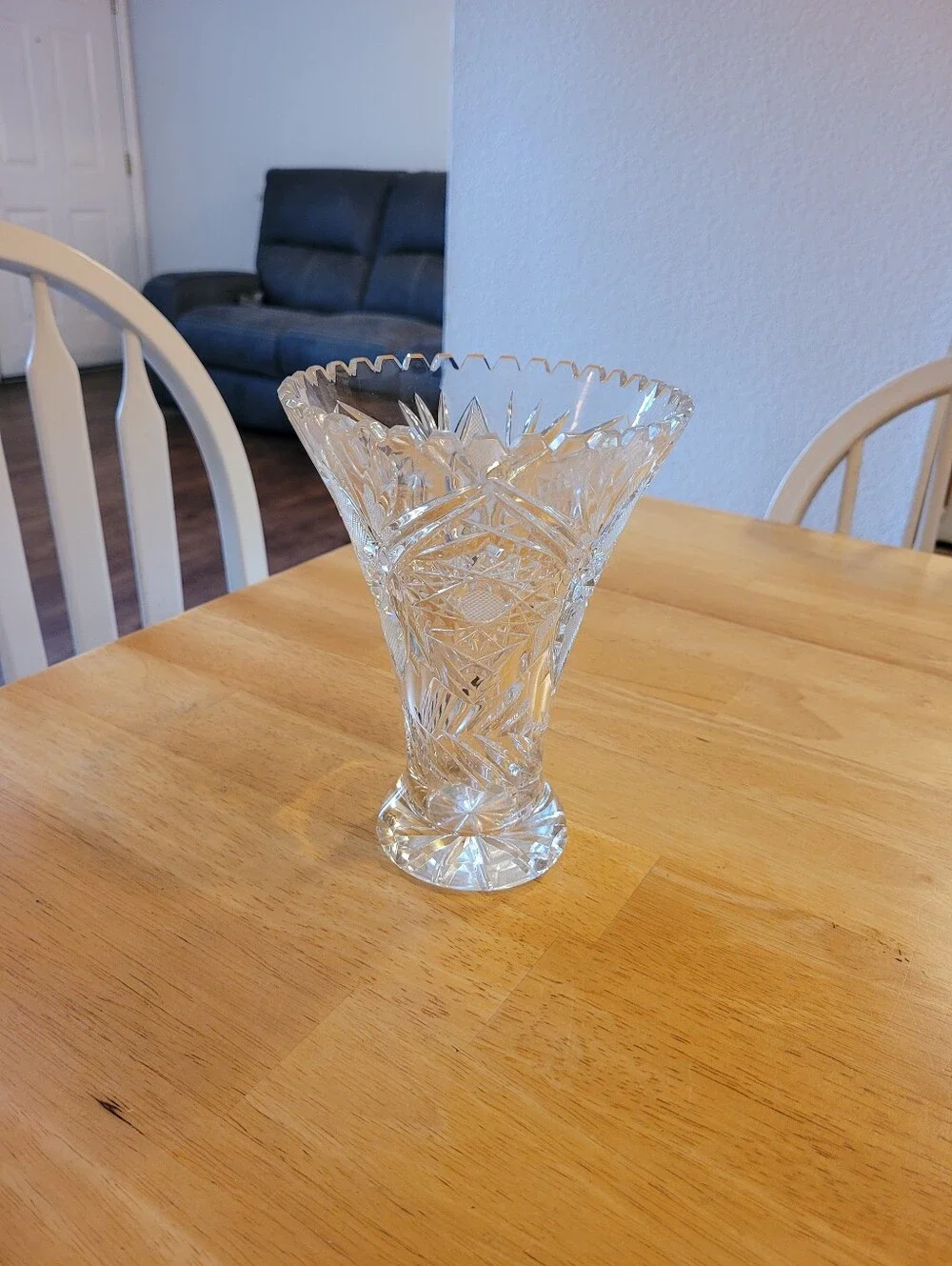 Vintage Crystal Bohemian Floral Cut Vase